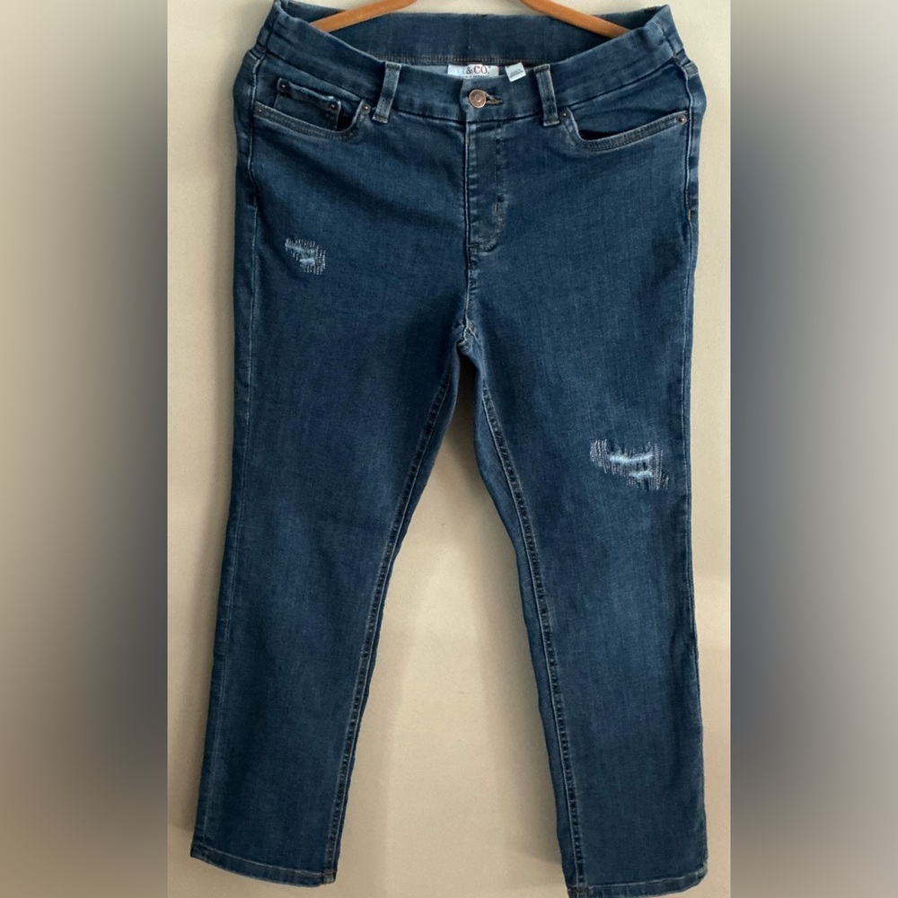 Denim&Co Canyon Retreat Easy Stretch Denim, 10P Distressed